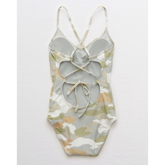 🆕 Aerie strappy back camo one piece swimsuit - Picture 3 of 10